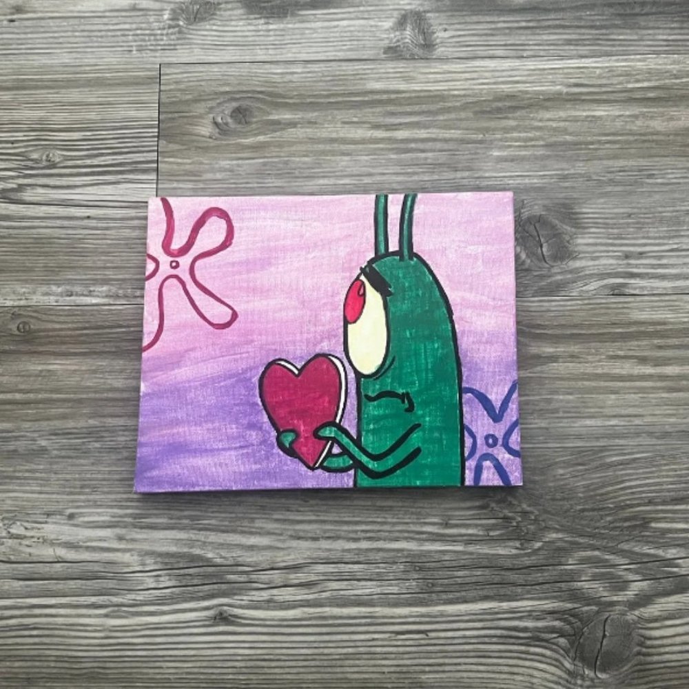 SpongeBob Plankton Cute Wall Hanging Art Decor | SpongeBob Love Heart Art